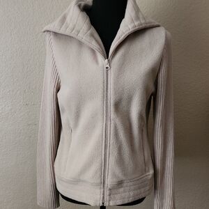 Women's Fleece Zip Up Cream Jacket